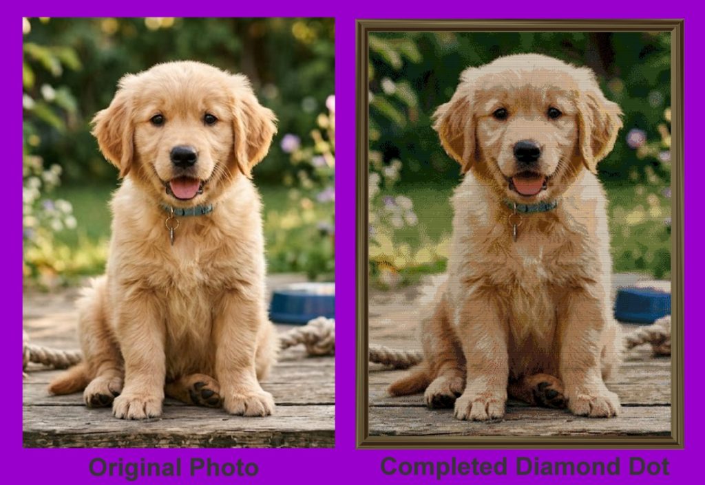 Custom pet photograph turned into diamond art