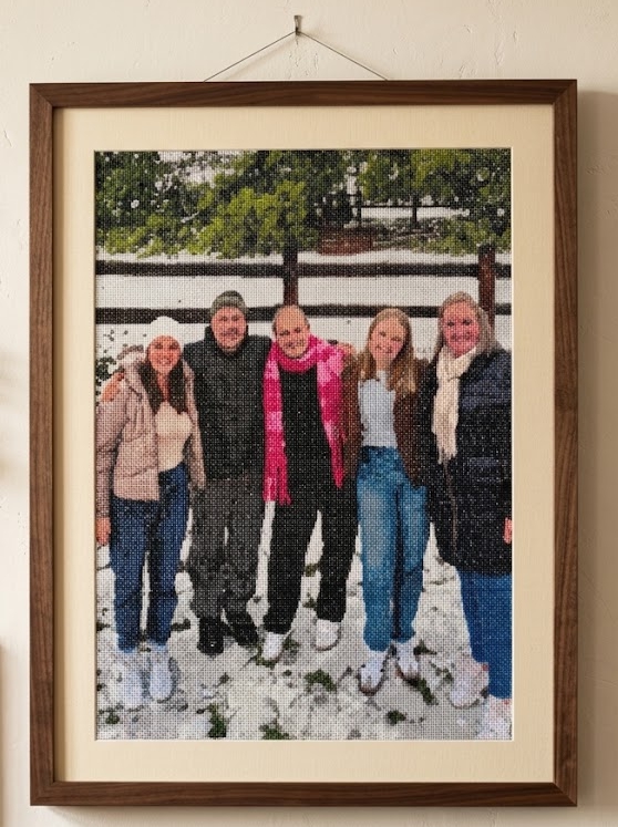 Family photograph converted into a custom diamond painting